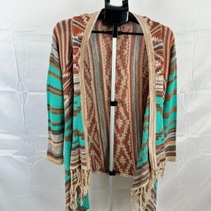 Altar'd State Aztec Fringe Woven Cardigan‎ S
